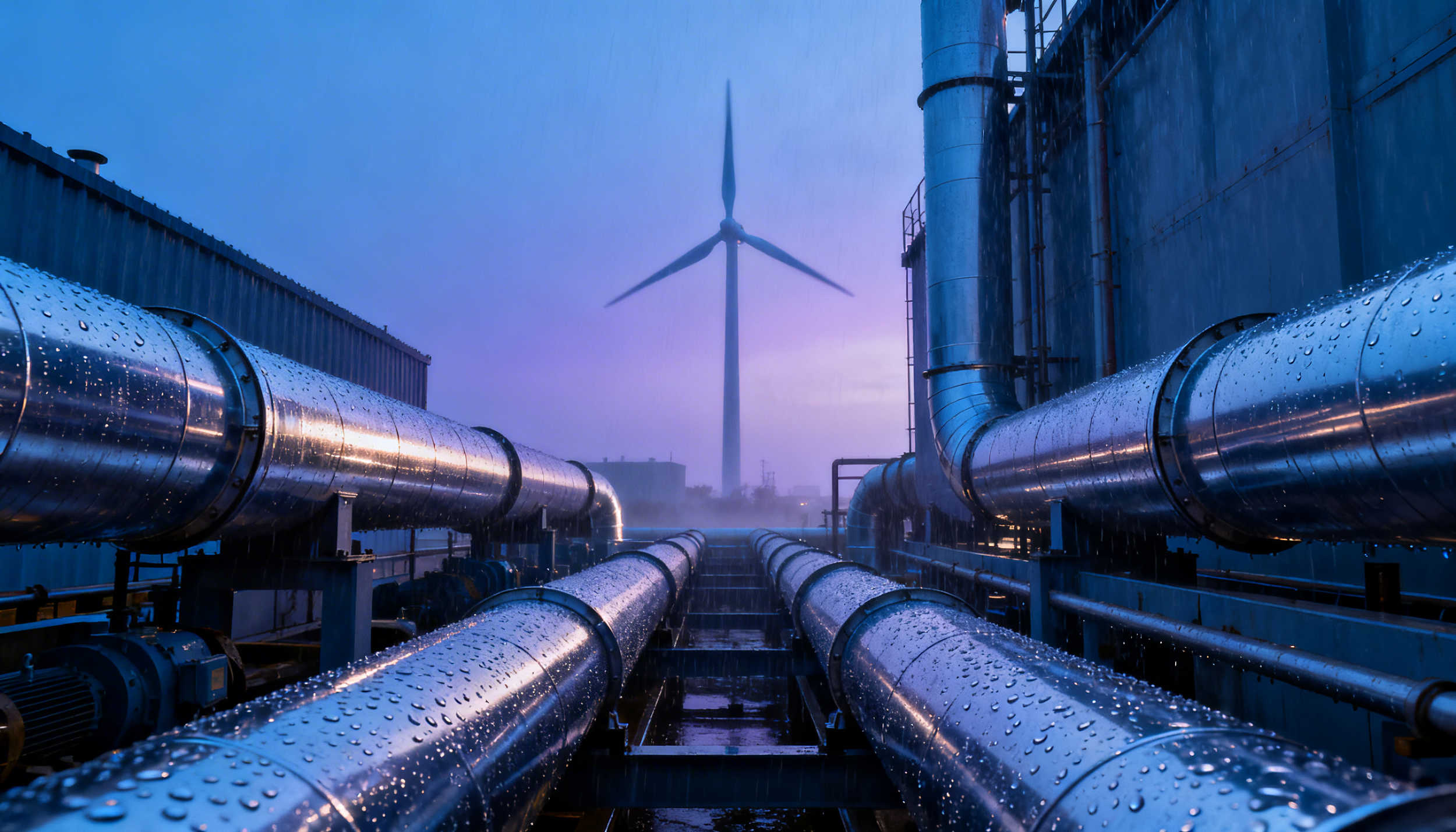 Windmolen bij buizen van fabriek